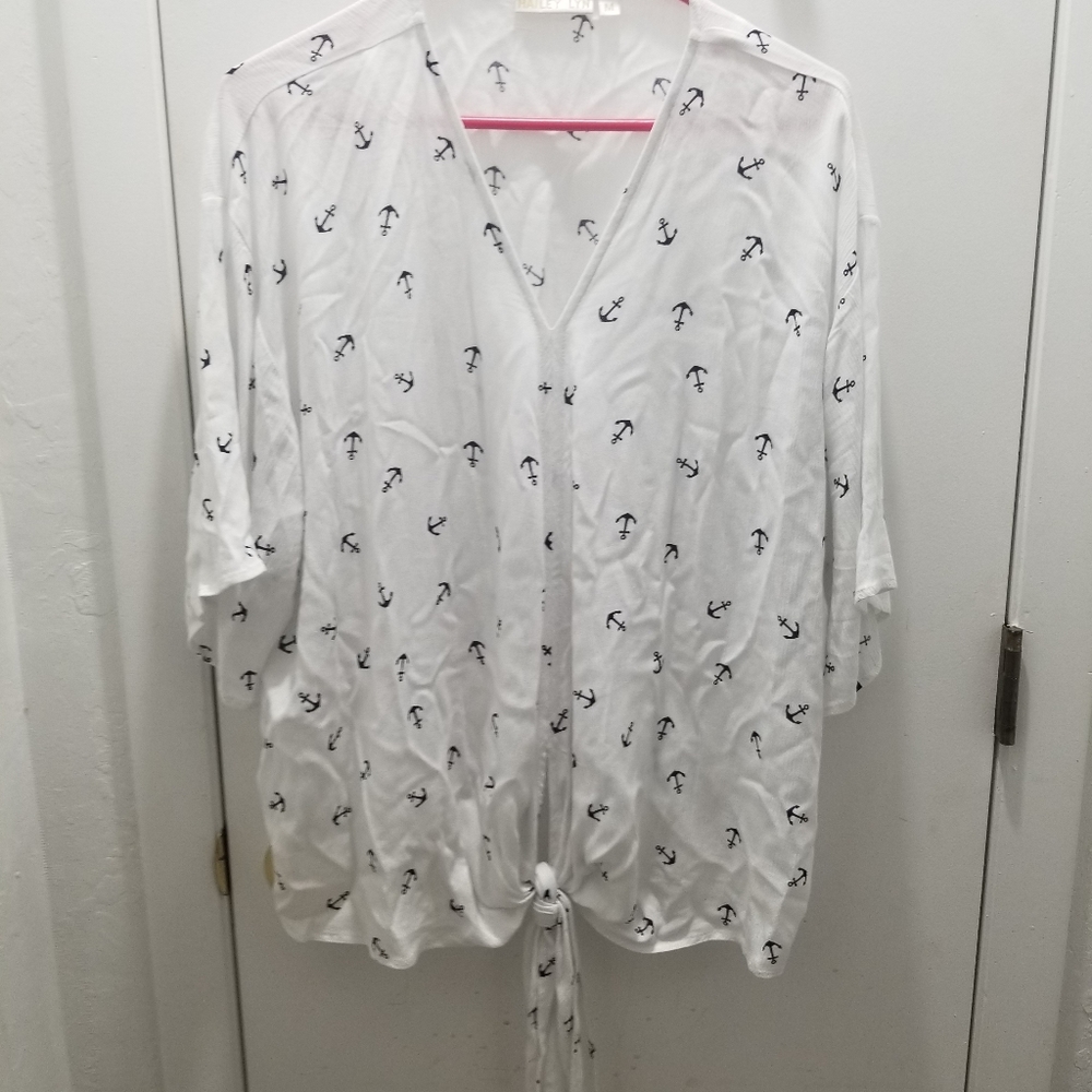 Hailey Lyn Anchor Shirt Front tie Short Sleeve